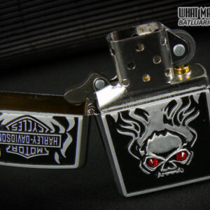 Zippo 28267 - Zippo HD Skull Emblem Swarovski Brushed Chrome