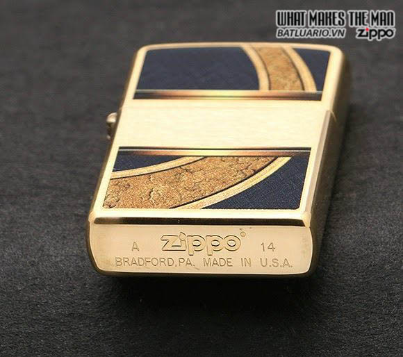Zippo 28673 - Zippo Classic Gold And Black Brushed Brass Windproof Pocket Lighter