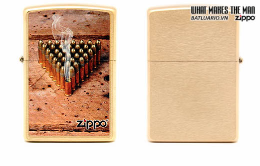 Zippo 28674 - Zippo Classic Brushed Brass Bulletts Windproof Pocket