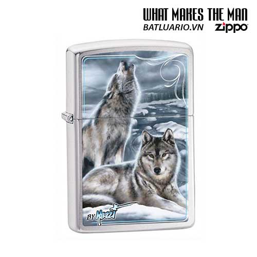 Zippo 28002 - Zippo Mazzi Howling Wolves Brushed Chrome