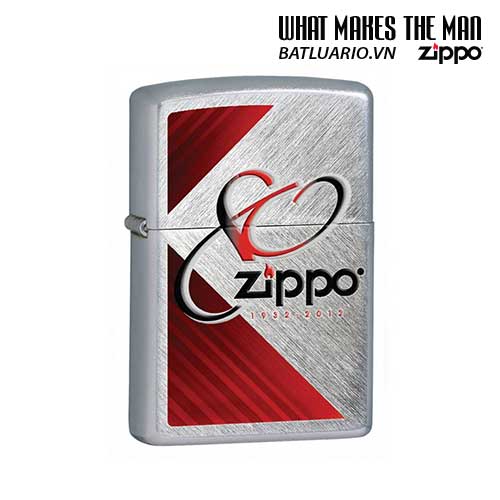 Zippo 28192 - Zippo 80th Anniversary Herringbone Sweep Brushed Chrome