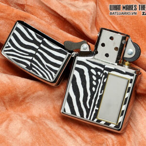 Zippo 28046 – Zippo Zebra Print Polished Chrome 1