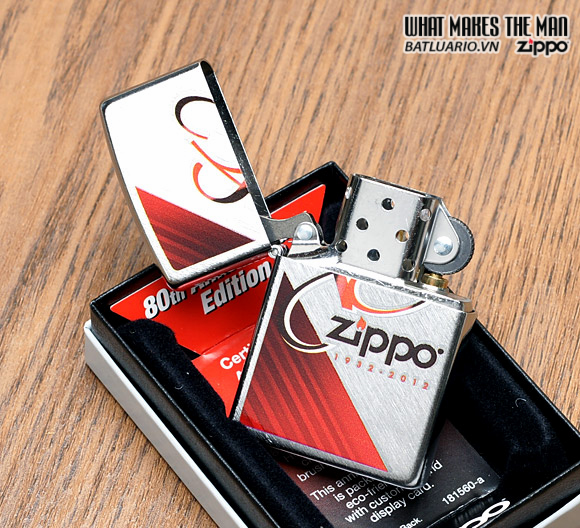 Zippo 28192 – Zippo 80th Anniversary Herringbone Sweep Brushed Chrome 1