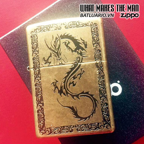 Zippo khắc Rồng 9 - Zippo 201FB.R9 1 Zippo khắc Rồng 9 - Zippo 201FB.R9