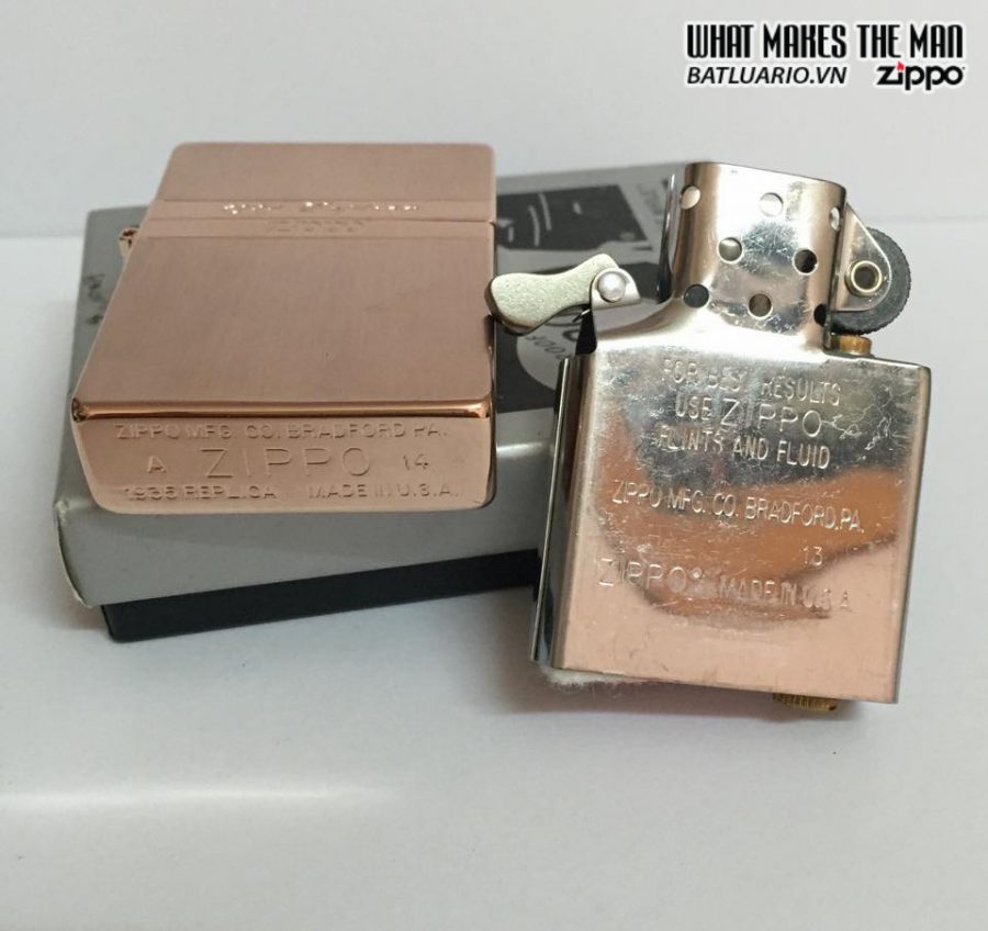 Zippo Replica 1935 Bản lề ngoài – Mạ Vàng Hồng 2 Zippo Replica 1935 Bản lề ngoài – Mạ Vàng Hồng 2