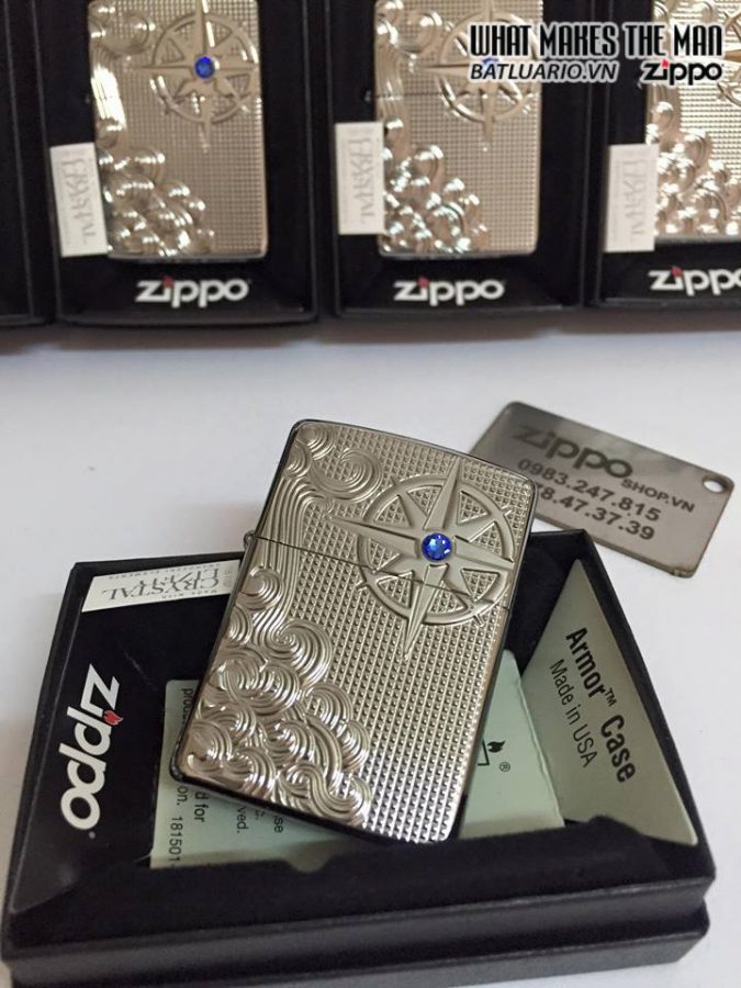 Zippo 28809 – Zippo Armor Luxury Waves Deep Carve High Polish With Swarovski Crystal