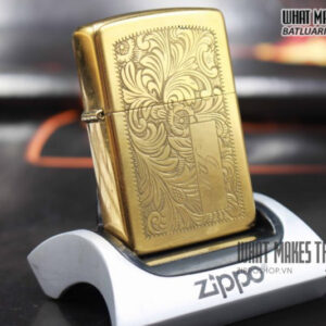ZIPPO LA MÃ VENETIAN 1989 – ĐỒNG NGUYÊN KHỐI – HOA VĂN Ý 1