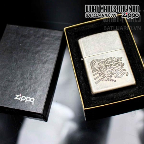 zippo la mã 1995 antique silver keep america strong 2