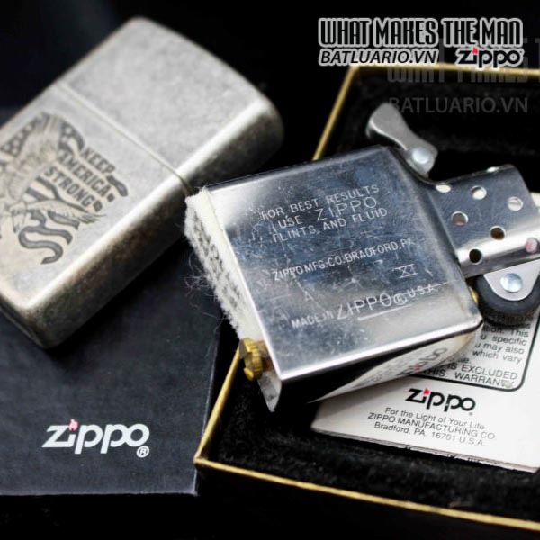zippo la mã 1995 antique silver keep america strong 3