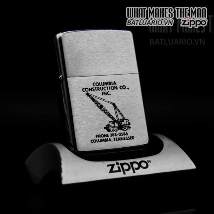 ZIPPO XƯA 1976 - COLUMBIA CONSTRUCTION CO.,INC 1 zippo xưa 1976 columbia construction co inc