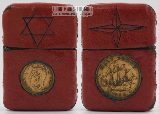 Zippo 1944 leather covered coins star of David