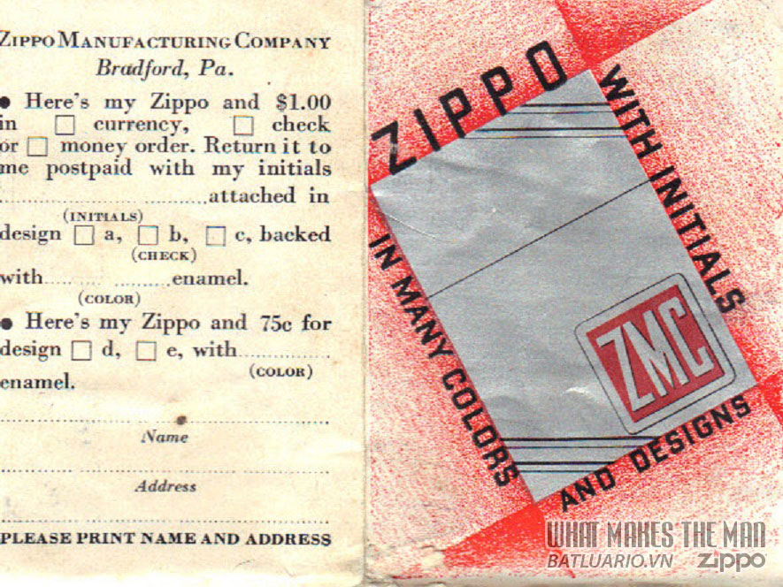 giấy hướng dẫn sử dụng zippo năm 1933-36 3