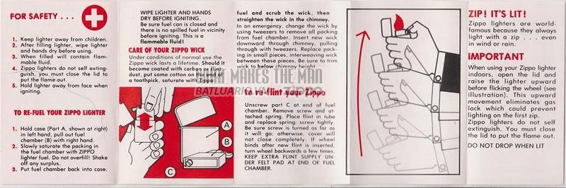 Giấy hướng dẫn sử dụng Zippo năm 1975 - 79 2