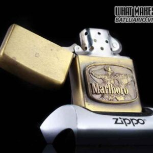HIẾM – ZIPPO XƯA 1976 – SOLID BRASS – MARLBORO COWBOY RIDING HORSE 2