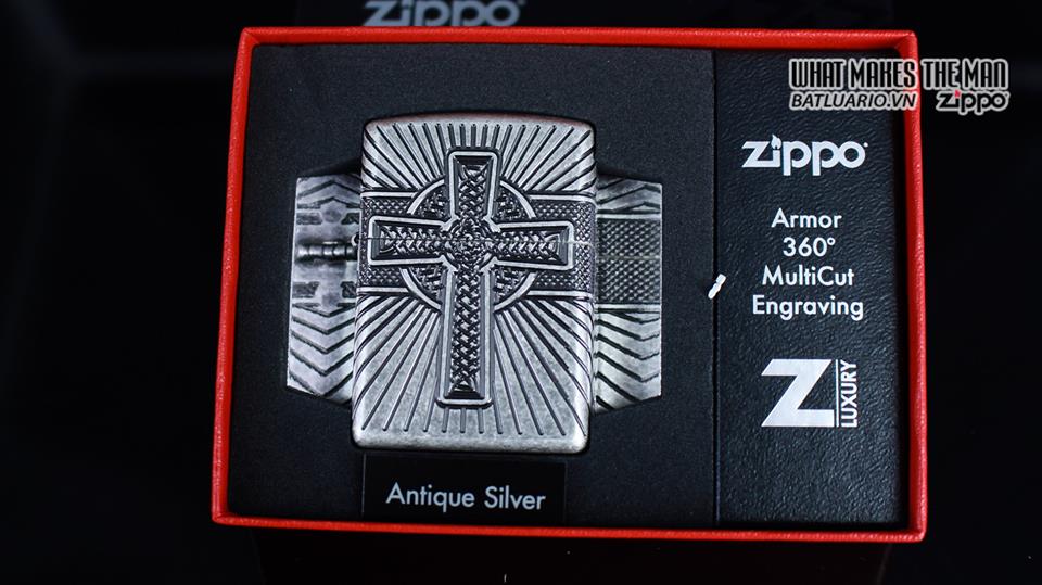 Zippo 29667 - Zippo Armor Multicut Celtic Cross and Knot Antique Silver 9