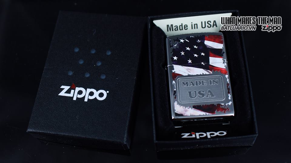 Zippo 29679 - Zippo Made in USA with Flag High Polish Chrome 7