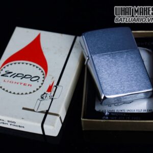 ZIPPO XƯA 1972 – TRƠN 2 MẶT – BRUSHED CHROME – PLAIN 1