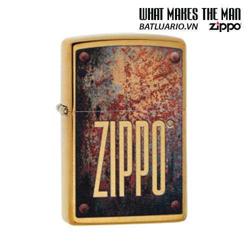 Zippo 29879 - Zippo Rusty Plate Design Brushed Brass