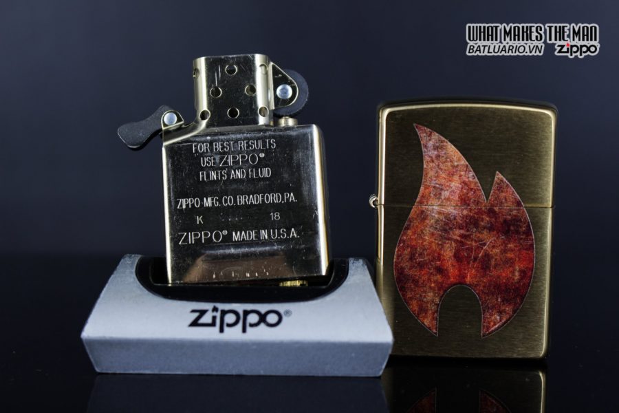 Zippo 29878 – Zippo Rusty Flame Design Brush Brass 10