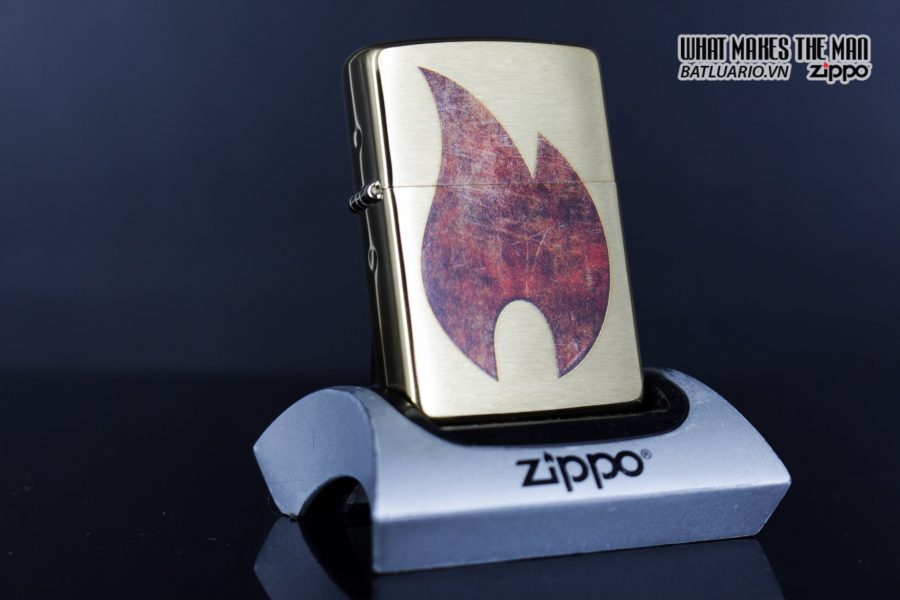 Zippo 29878 – Zippo Rusty Flame Design Brush Brass 12