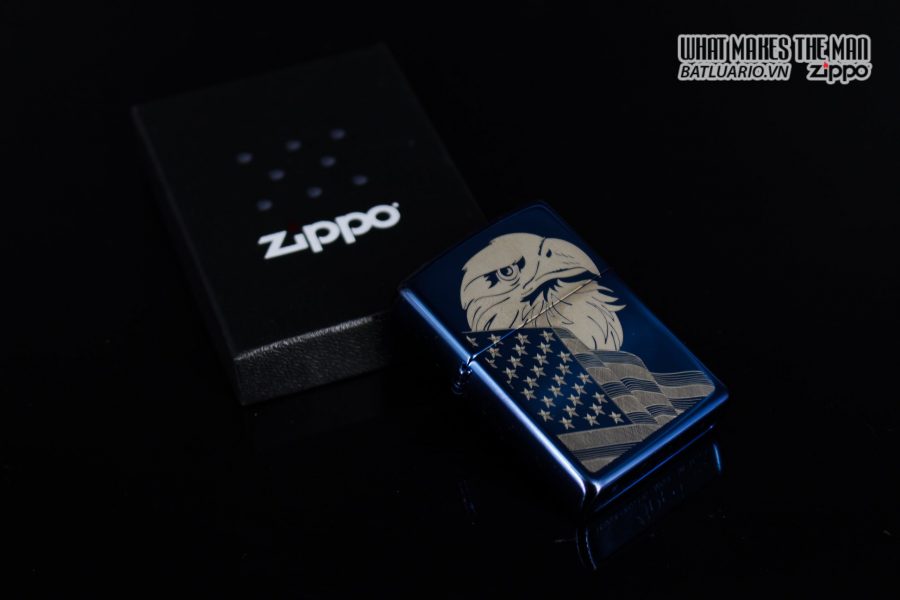 Zippo 29882 - Zippo Eagle & Flag Design High Polish Blue 10