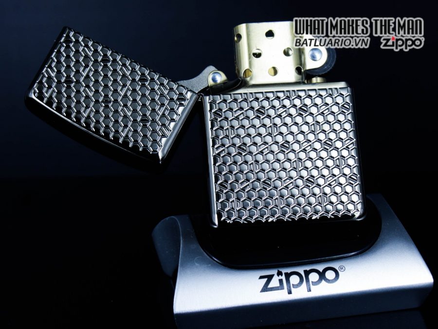 Zippo 49021 – Zippo Armor Hexagon Design Black Ice 10