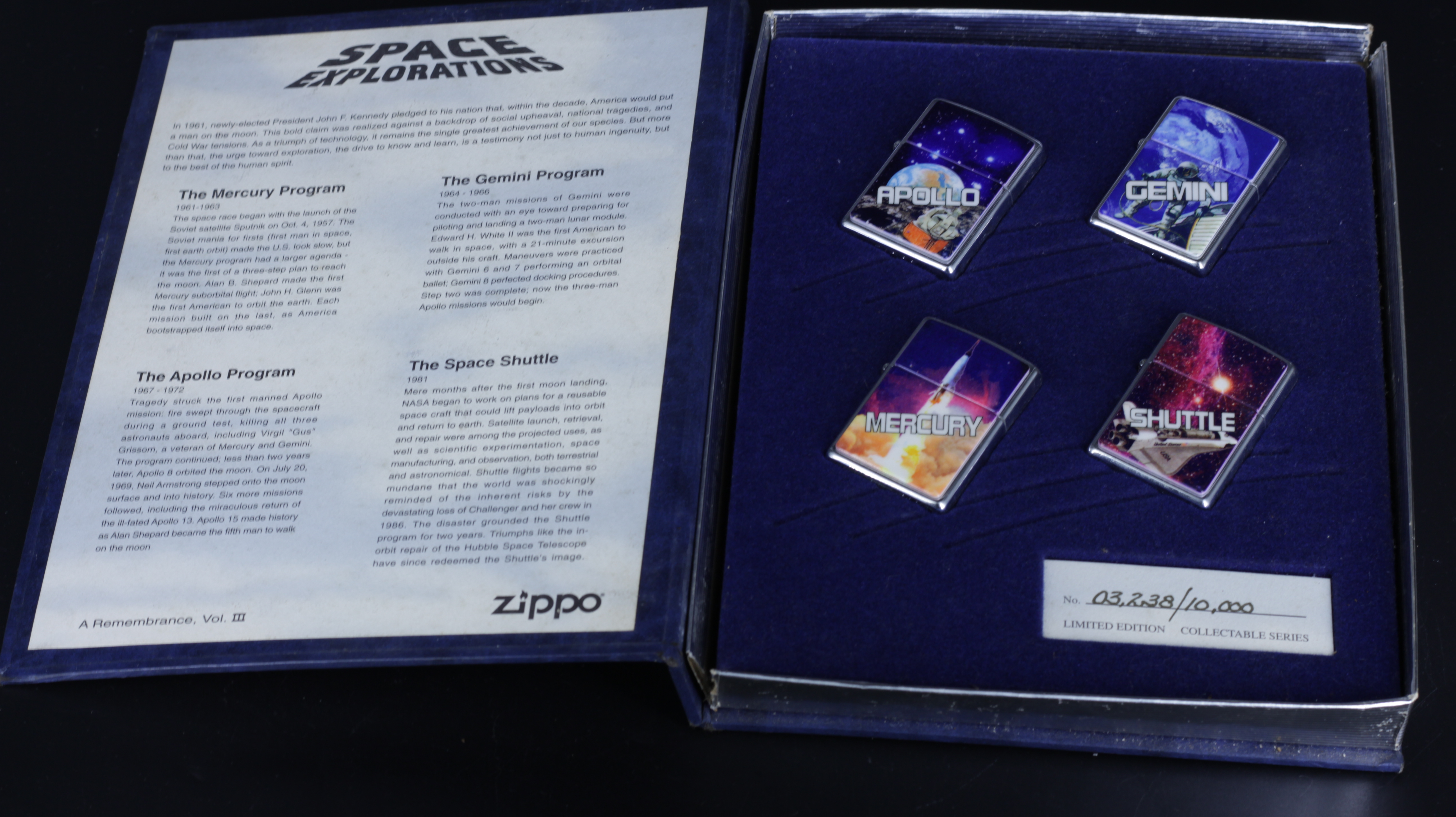 ZIPPO SET 1997 - SPACE EXPLORATIONS - LIMITED 03.238/10.000