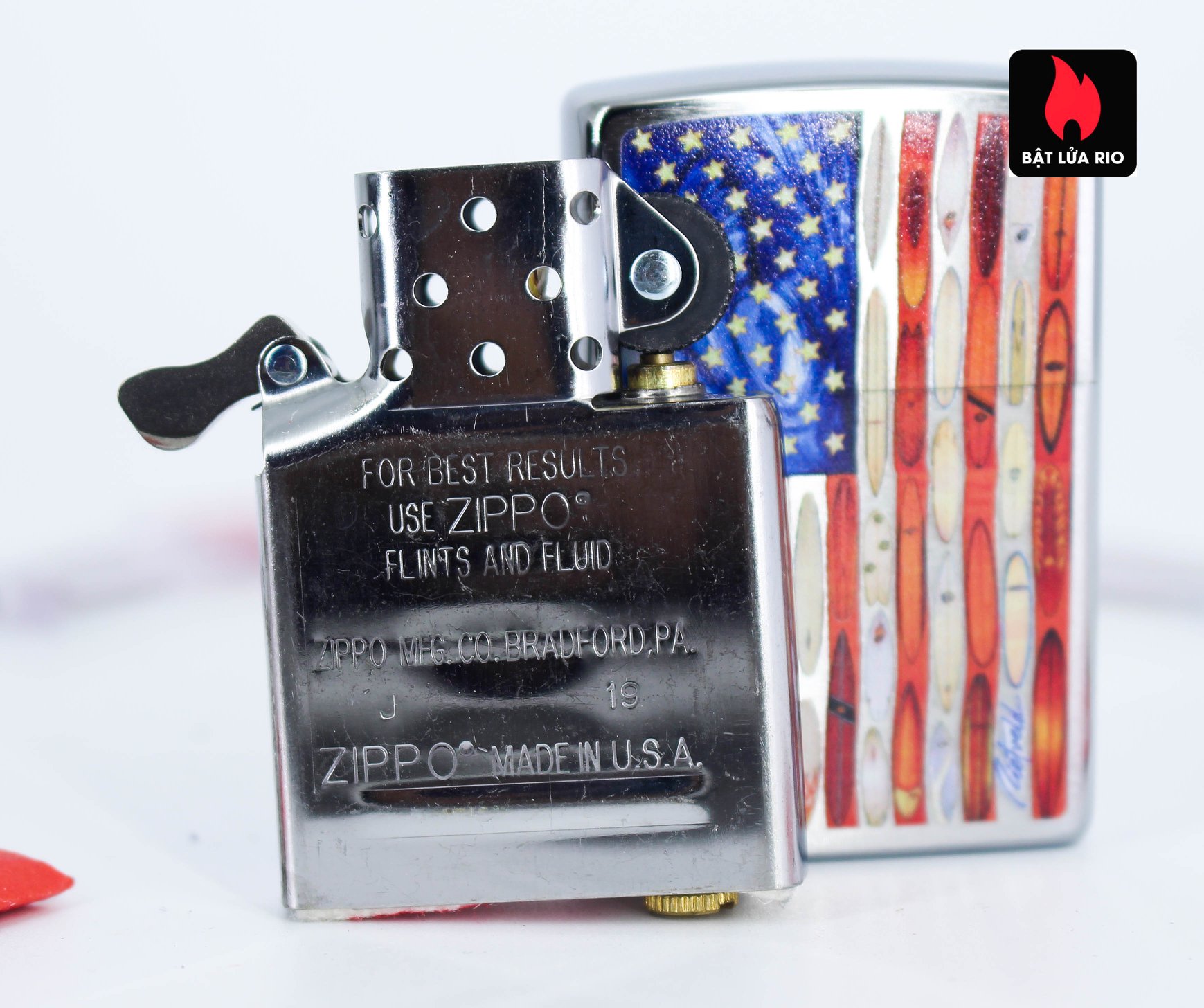 Zippo 49145 - Zipppo Rietveld American Flag Brushed Chrome 5