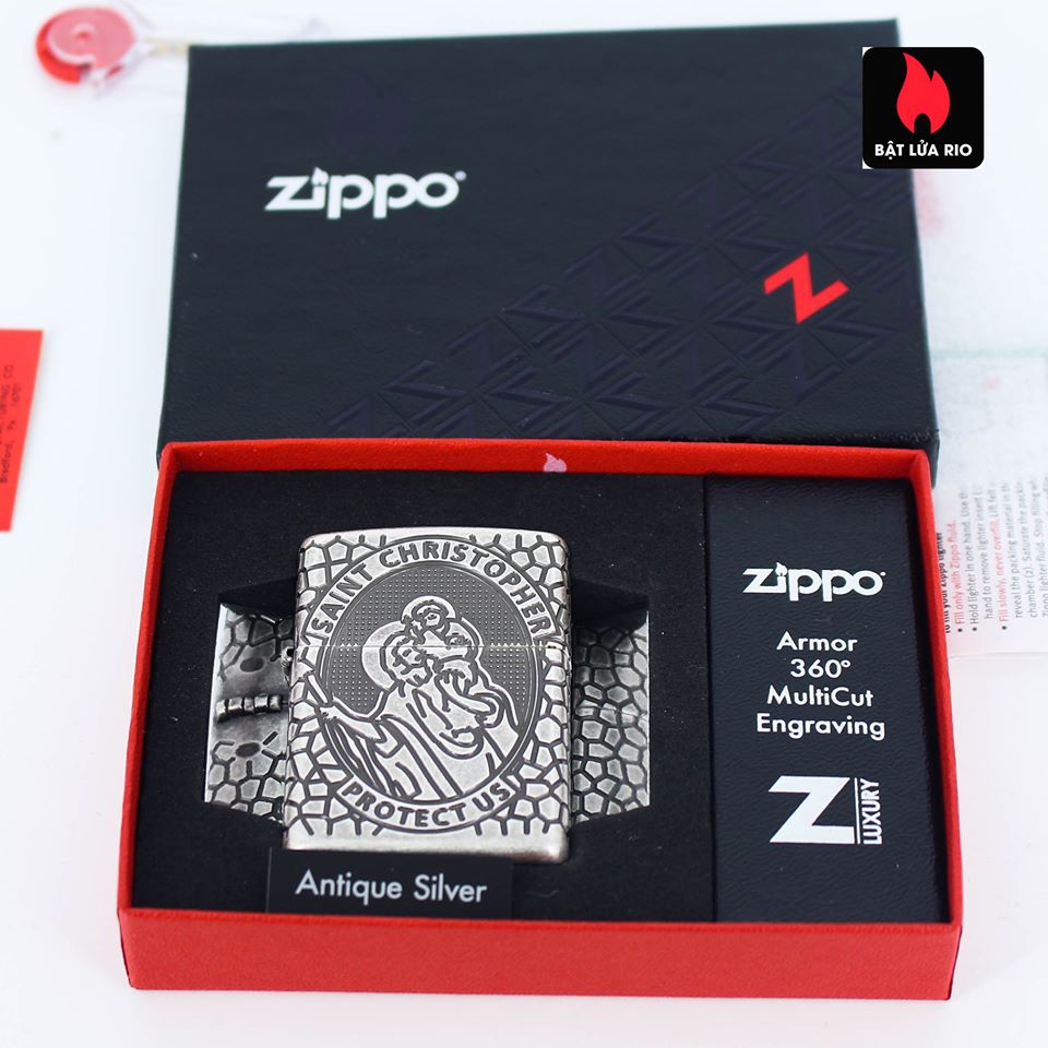 Zippo 49160 - Zippo Armor® St. Christopher Medal Design Antique Silver 2