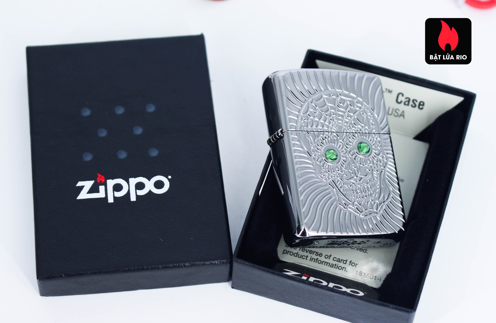 Zippo 49172 - Zippo Armor® Sugar Skull Design High Polish Chrome 3