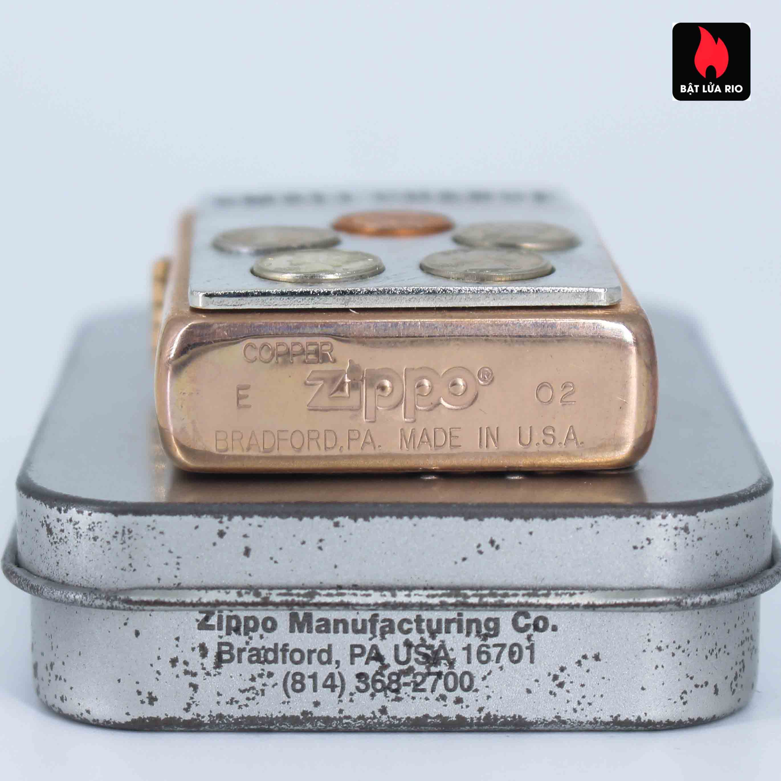Zippo 2002 - Solid Copper Small Change - Đồng Đỏ Nguyên Khối 3