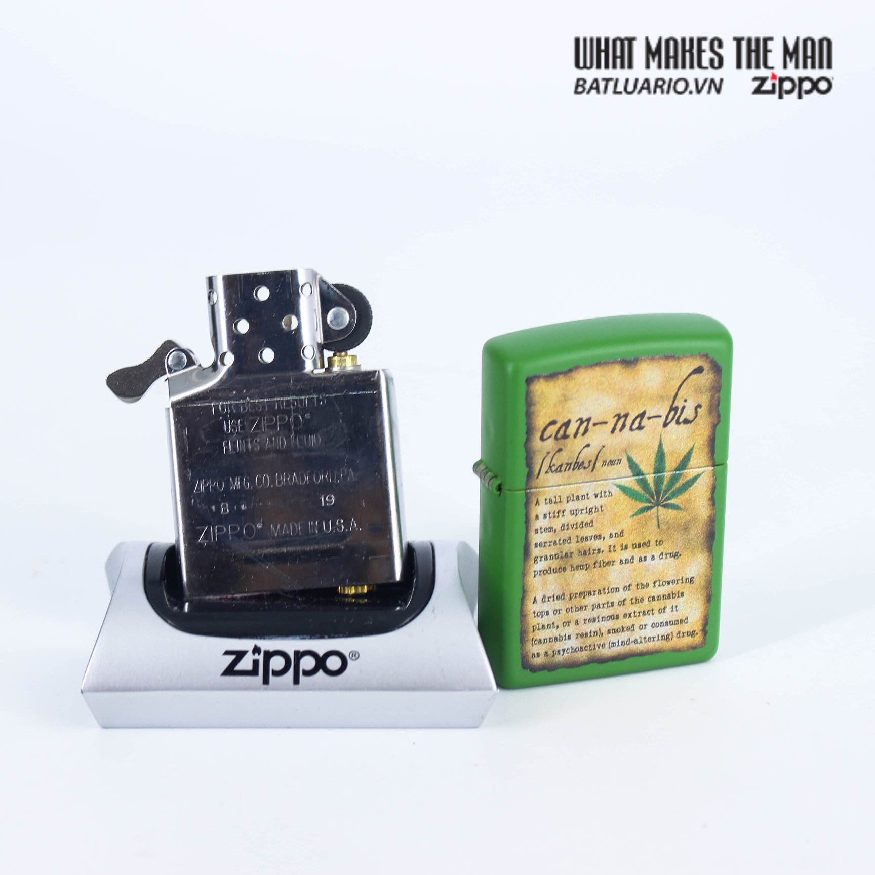 Zippo 49119 - Zippo Cannabis Design Moss Green Matte 9