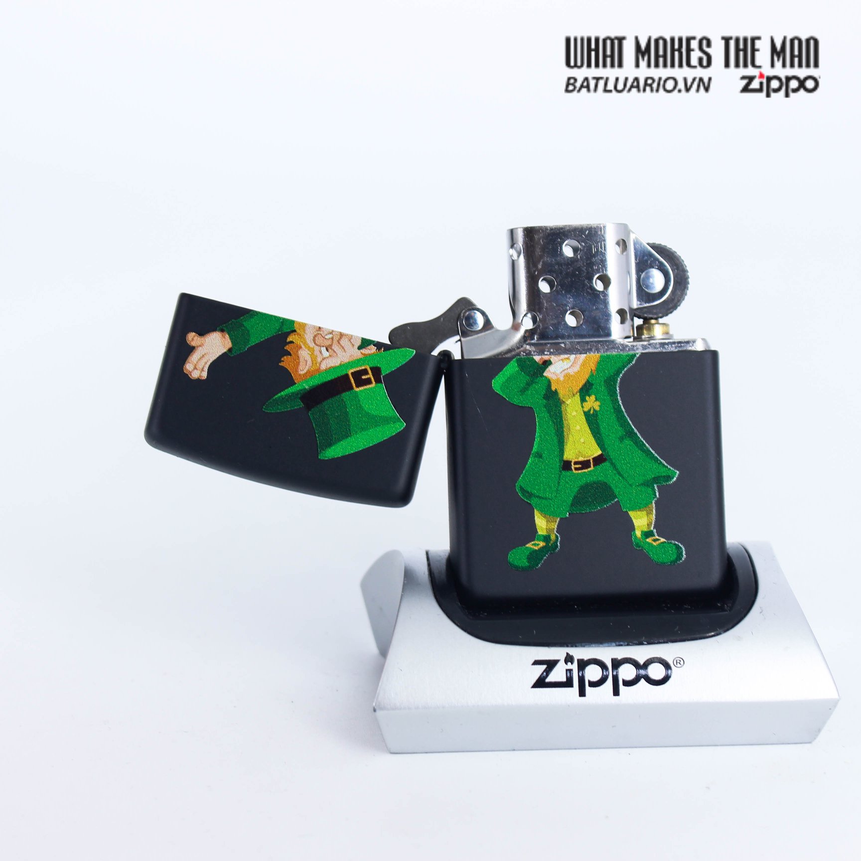 Zippo 49124 - Zippo Dabbing Leprechaun Black Matte 2