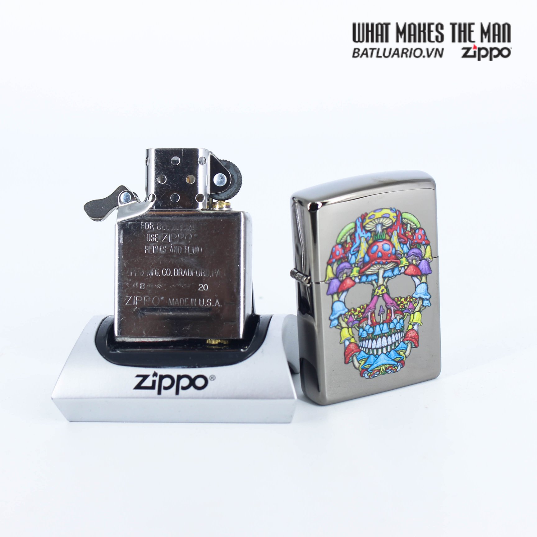 Zippo 49135 - Zippo Mushroom Skull Design Black Ice 8