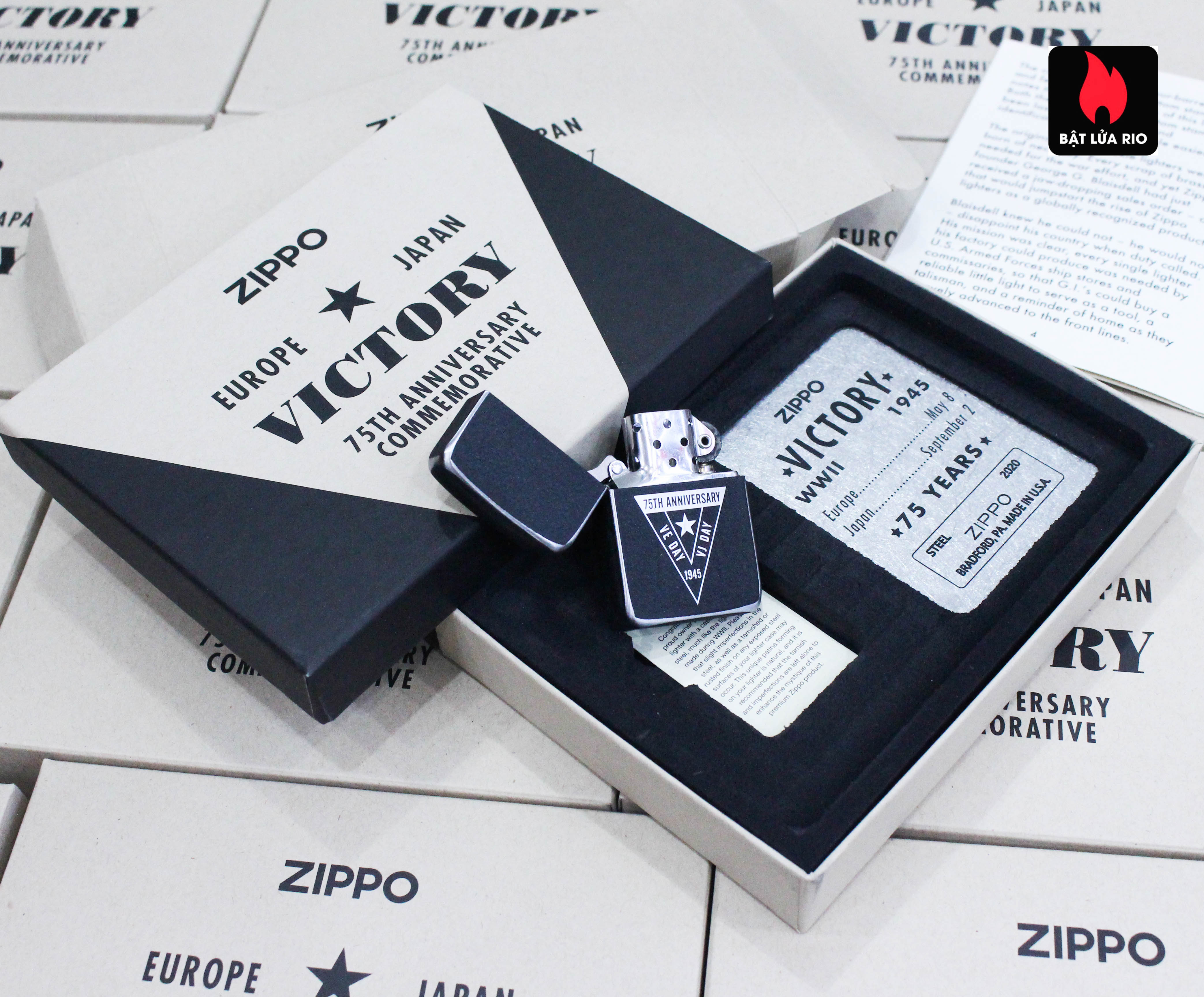 Zippo VE/VJ 75th Anniversary Collectible Steel Case - Zippo Victory in Europe & Japan Collectible Lighter - Zippo 49264 45
