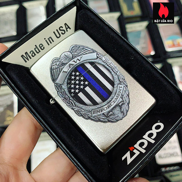 Zippo 205 Red White Blue Police Badge