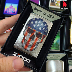 Zippo 207 Grunge Flag Skull Design