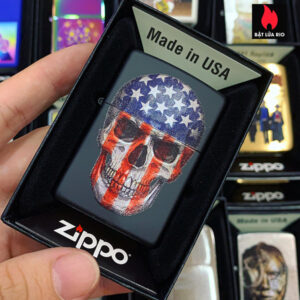 Zippo 218 Grunge Flag Skull Design