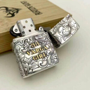Zippo Armor® Sterling Silver - Zippo Vỏ Dày Bạc Nguyên Khối 1935 Windy Varga Girl - Họa Tiết Dát Vàng 24K Thủ Công 5