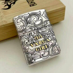 Zippo Armor® Sterling Silver - Zippo Vỏ Dày Bạc Nguyên Khối 1935 Windy Varga Girl - Họa Tiết Dát Vàng 24K Thủ Công 7