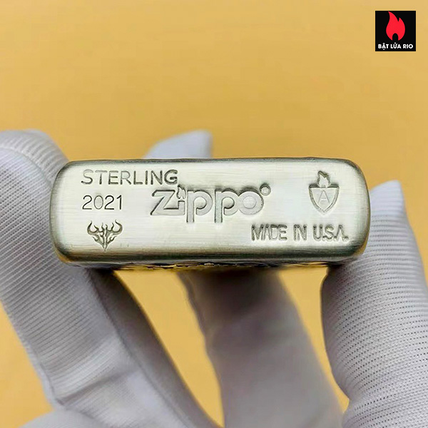 Zippo Armor® Sterling Silver - Zippo Vỏ Dày Bạc Nguyên Khối Quan Âm 3D - Họa Tiết Dát Vàng 24K Thủ Công 3