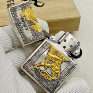 Zippo Armor® Sterling Silver - Zippo Vỏ Dày Bạc Nguyên Khối Thần Ares - Họa Tiết Dát Vàng 24K Thủ Công 2