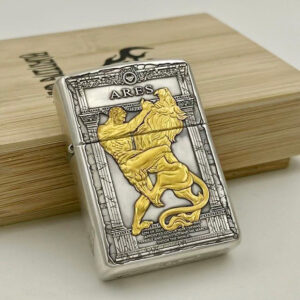 Zippo Armor® Sterling Silver - Zippo Vỏ Dày Bạc Nguyên Khối Thần Ares - Họa Tiết Dát Vàng 24K Thủ Công 4