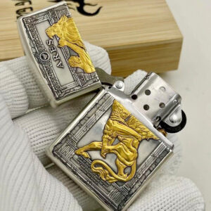 Zippo Armor® Sterling Silver - Zippo Vỏ Dày Bạc Nguyên Khối Thần Ares - Họa Tiết Dát Vàng 24K Thủ Công 5