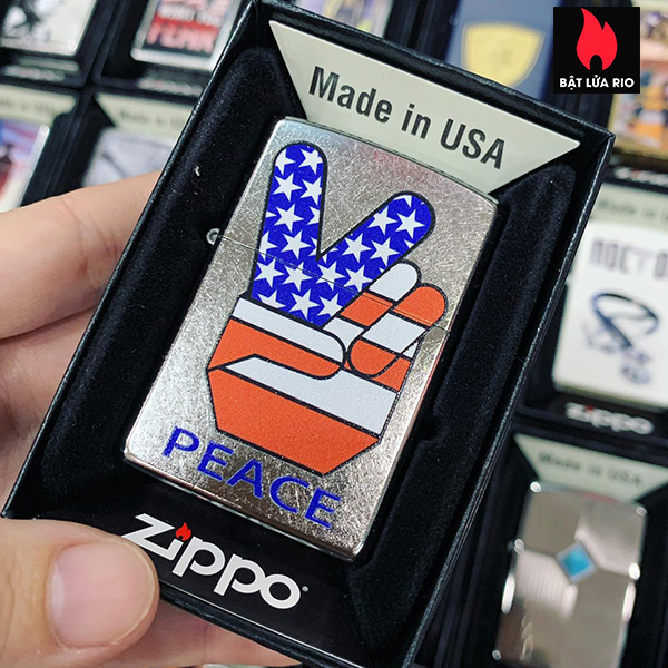 Zippo 207 Flag Peace Hand
