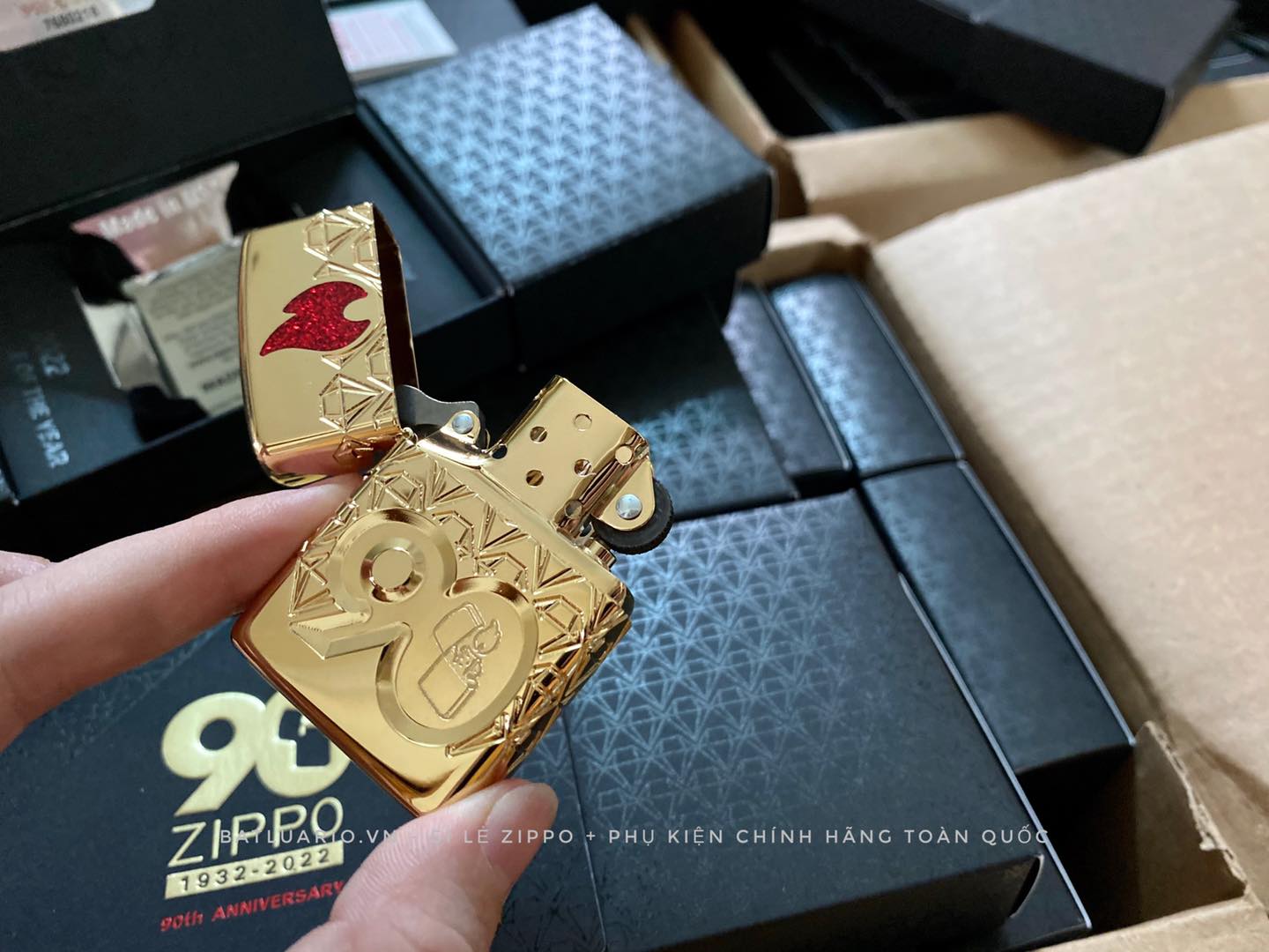 Zippo 49866 – Zippo 90th Anniversary Limited Edition - Zippo 2022 Collectible Of The Year Asia - Gold Plated - Zippo Coty 2022 Asia 88