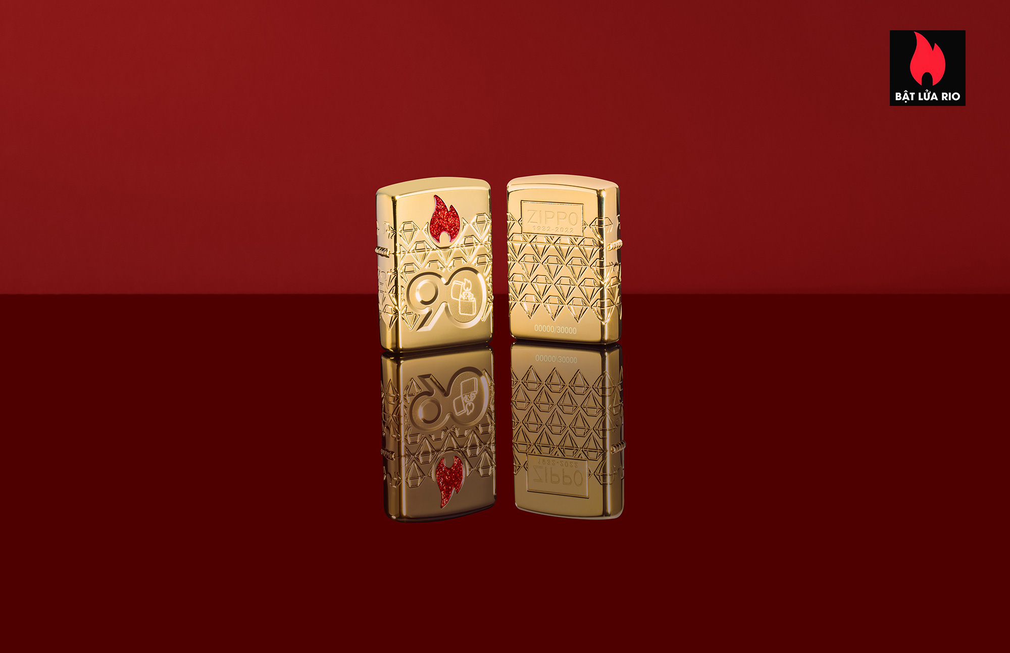Zippo 49866 – Zippo 90th Anniversary Limited Edition - Zippo 2022 Collectible Of The Year Asia - Gold Plated - Zippo Coty 2022 Asia 9