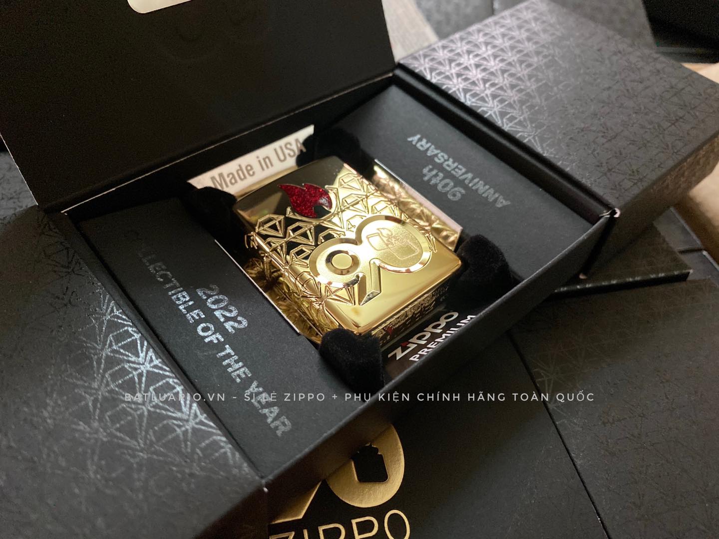 Zippo 49866 – Zippo 90th Anniversary Limited Edition - Zippo 2022 Collectible Of The Year Asia - Gold Plated - Zippo Coty 2022 Asia 71