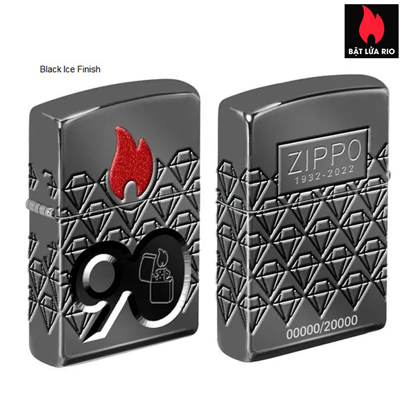 Zippo 49867 – Zippo 90th Anniversary Limited Edition - Zippo 2022 Collectible Of The Year Americas - Black Ice