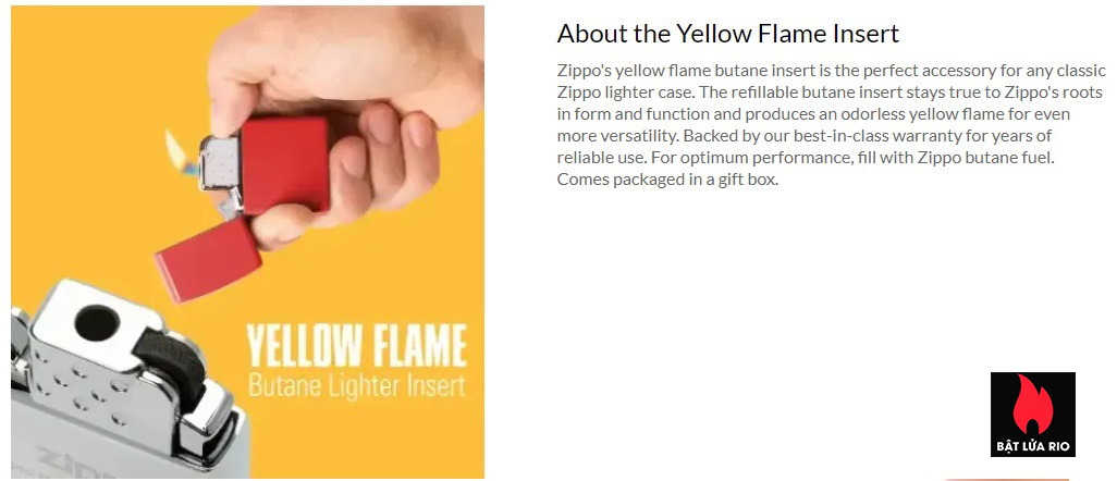 Ruột Zippo Gas Butane Lửa Vàng - Butane Lighter Insert- Yellow Flame - 65803 7